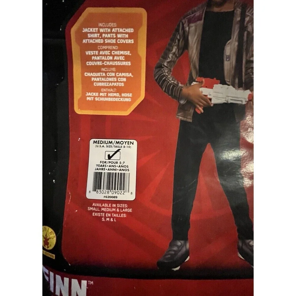 Star Wars The Force Awakens Finn Costume 8 9 10 Kids Medium Child's Deluxe NEW